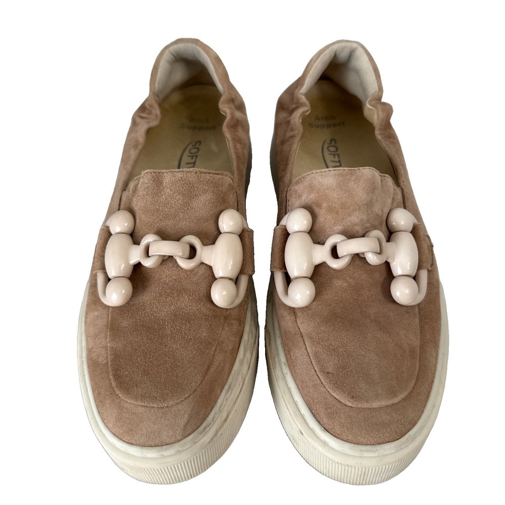 Softwaves Tais Platform Slip-On Shoe Women's 7 EU 37 Tan Suede Arch‎ Support